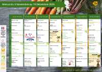 Menus scolaires du 3/11/2025 au 19/12/2025