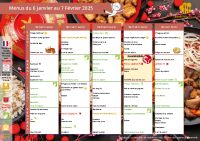 Menus scolaires du 6/01 AU 7/02/2025